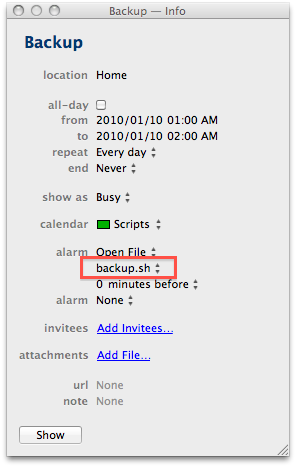 iCal Backup Alarm